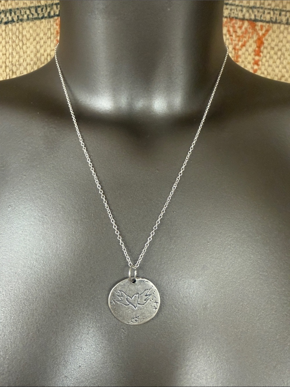 Jes MaHarry unisex ”Angel Love” silver necklace on 20” silver chain.